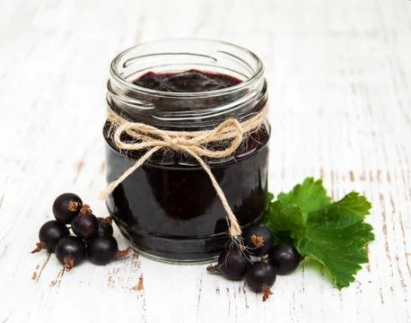 Blackcurrants jam Stock Photos