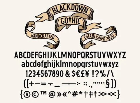 Blackdown Gothic Text Typeface Stock Illustration