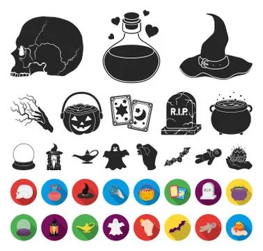 Black,flat and white magic black,flat icons in set collection for design Stockillustratie