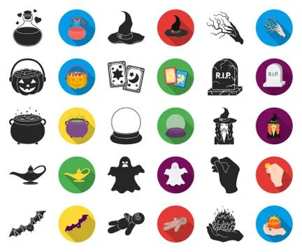 Black,flat and white magic black,flat icons in set collection for design Stock Illustration