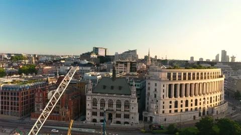 Blackfriars Bridge Foreshore construction site on bank of Thames river Stock-Footage 157442524