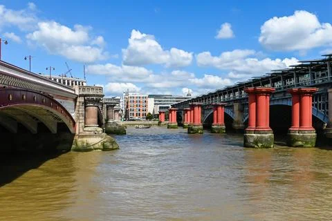 Blackfriars Bridge view from River Thames Foto stock