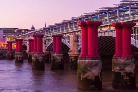 Blackfriars purple pillars Stock Photos