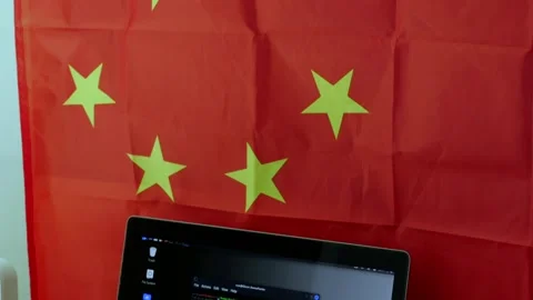 Blackhat Hacking Concept - China Flag Background Stock Footage 305418020
