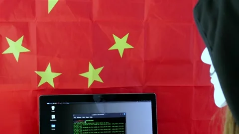 Blackhat Hacking Concept - China Flag Background Stock Footage 305418028