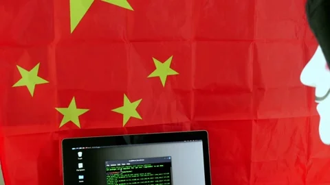 Blackhat Hacking Concept - China Flag Background Stock Footage 305418036