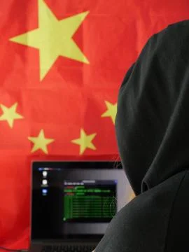 Blackhat Hacking Concept - China Flag Background Stock Photos