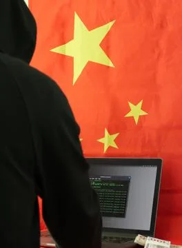 Blackhat Hacking Concept - China Flag Background Stock Photos