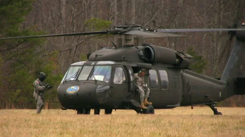 Blackhawk on the ground Stock Footage 1101318