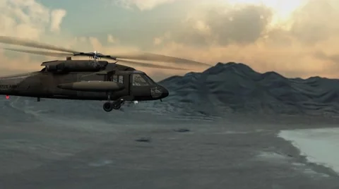 Blackhawk Helicopter in flight - close up - 4k Stock-Footage 42680168