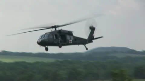 Blackhawk helicopter flying 3PR Stock Footage 11293922