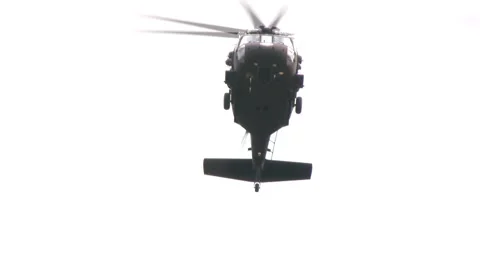 Blackhawk landing closeup Stock Footage