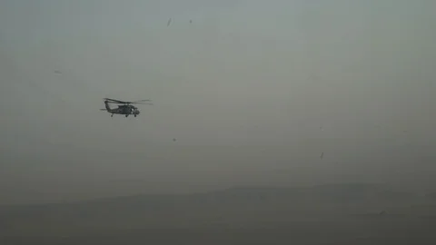 Blackhawks in Flight co Stock Footage 124543970