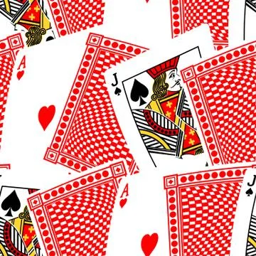 Blackjack cards in a seamless pattern Stock Illustration
