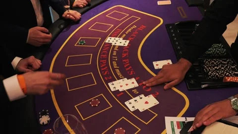 Blackjack Game Scene. Dynamic Scene Of Blackjack Gameplay. Focused Dealer And Video stock 336468068