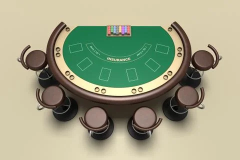 Blackjack table and chairs Stock Illustration