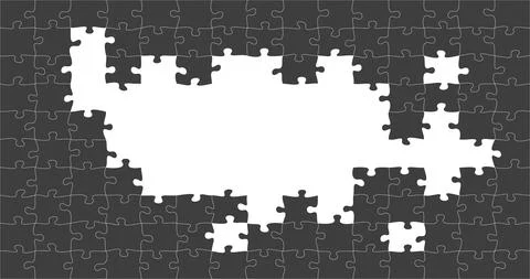 BlackJigsaw puzzle with pieces missing. solve the puzzle task, Stock Vector i イラスト素材