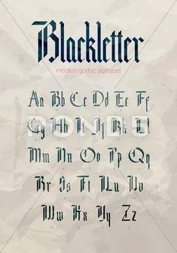 Blackletter modern gothic font Stock Illustration