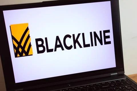 Blackline software company logo displayed on laptop Stock Photos