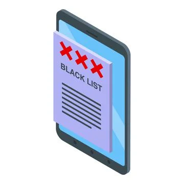 Blacklist tablet icon isometric vector. Banned user Stock Illustration