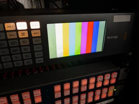 Blackmagic Video Switcher Displaying Test Pattern Colors Stock Photos