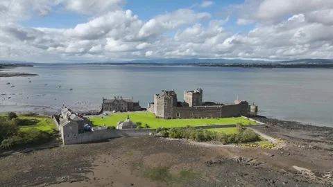 Blackness Castle over Forth Estuary from a drone, Blackness, Scotland Stock-Footage 317273631