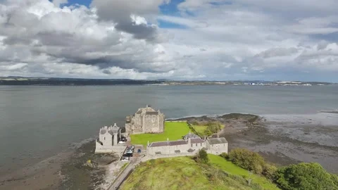 Blackness Castle over Forth Estuary from a drone, Blackness, Scotland Stock-Footage 317273640