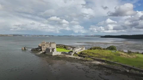 Blackness Castle over Forth Estuary from a drone, Blackness, Scotland Stock-Footage 317273672