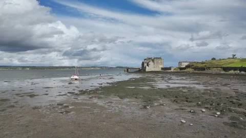Blackness Castle over Forth Estuary from a drone, Blackness, Scotland Stock-Footage 317273717