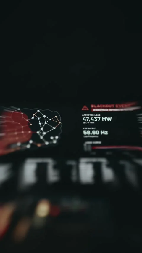 Blackout Event Network and Frequency Dashboard Stock Footage 338395524