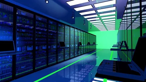 Blackout in server room. Data center server room network Stock Footage 79707657