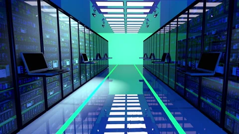 Blackout In Server Room. Data Center Server Room Network Stock Footage 205844565