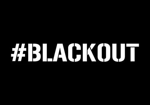 Blackout text with hashtag - concept of power grid overloaded and power cuts  Stockillustratie