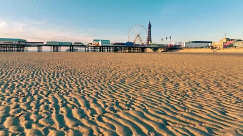 Blackpool Beach and Tower Stock Footage 237828049