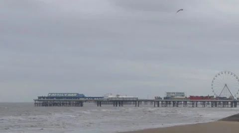 Blackpool Beach Stock Footage 8354377