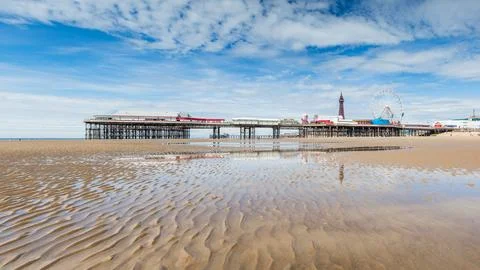 Blackpool Central Pier reflecting in a pool Stock Photos