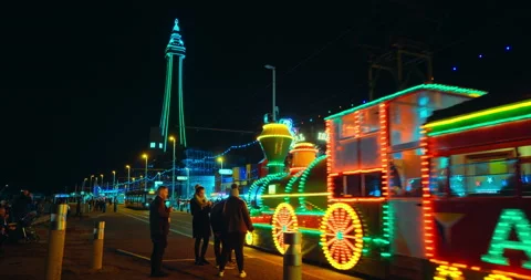 Blackpool Illuminations 2021 Light Train Stock Footage 169185125