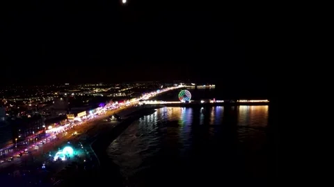 Blackpool illuminations by drone 2021 Stock Footage 163070113