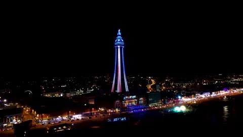 Blackpool illuminations by drone 2021 Stock Footage 163070140