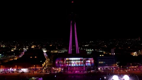 Blackpool illuminations by drone 2021 Stock Footage 163070141