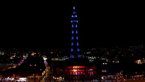 Blackpool illuminations by drone 2021 Stock Footage 163070145