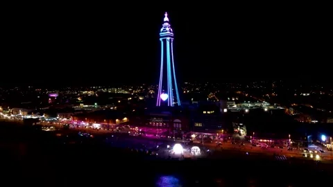 Blackpool illuminations by drone 2021 Stock Footage 163070156
