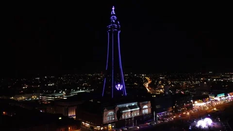 Blackpool illuminations by drone 2021 Stock Footage 163070175
