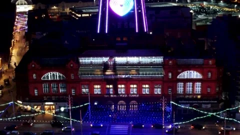 Blackpool light show by drone Stock Footage 163070174