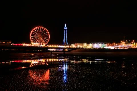 Blackpool at night Stock Photos