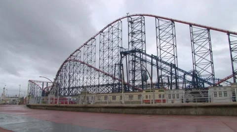 Blackpool Rollercoaster Stock Footage 8352019
