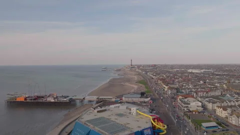 Blackpool Sea Side Promenade in Spring on Sunny day Stock Footage 303860147