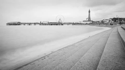 Blackpool Tower and the Central Pier Stock Photos