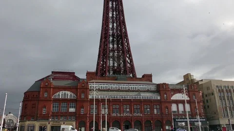 Blackpool tower pan up Stock Footage 74152873