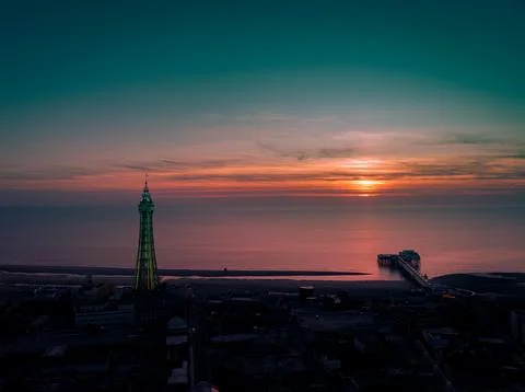 Blackpool Tower at Sunset Stockfoto's